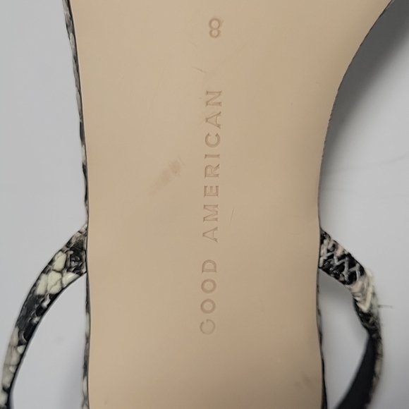 Nwot,Good American python stone  square toe kitten heel sandals women's size 8 - Picture 12 of 14